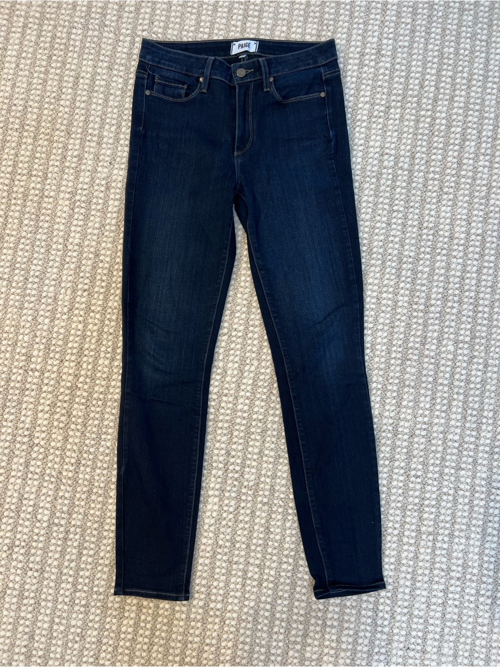 PAIGE Midnight Blue Cropped Skinny Jeans - Women's Dark Indigo Denim - Picture 1 of 6
